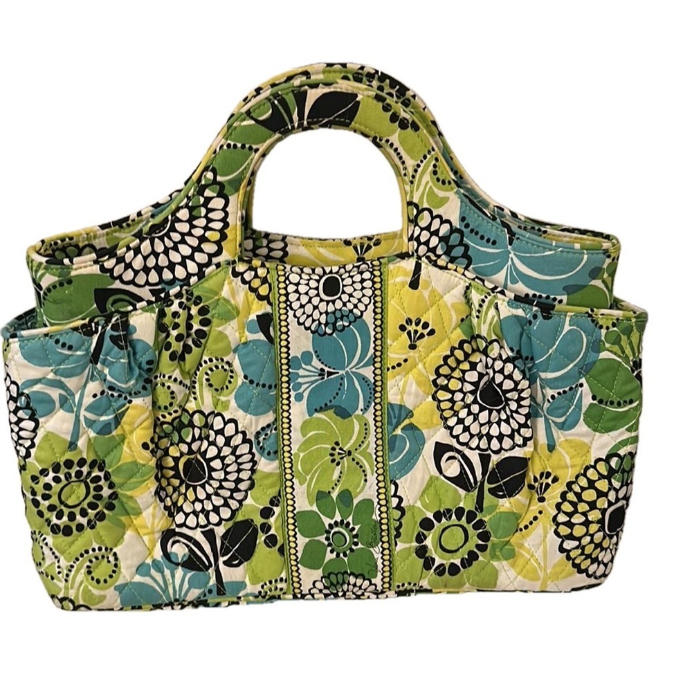 Vera bradley Womens limes up handbag quilted satchel  green yellow black white.